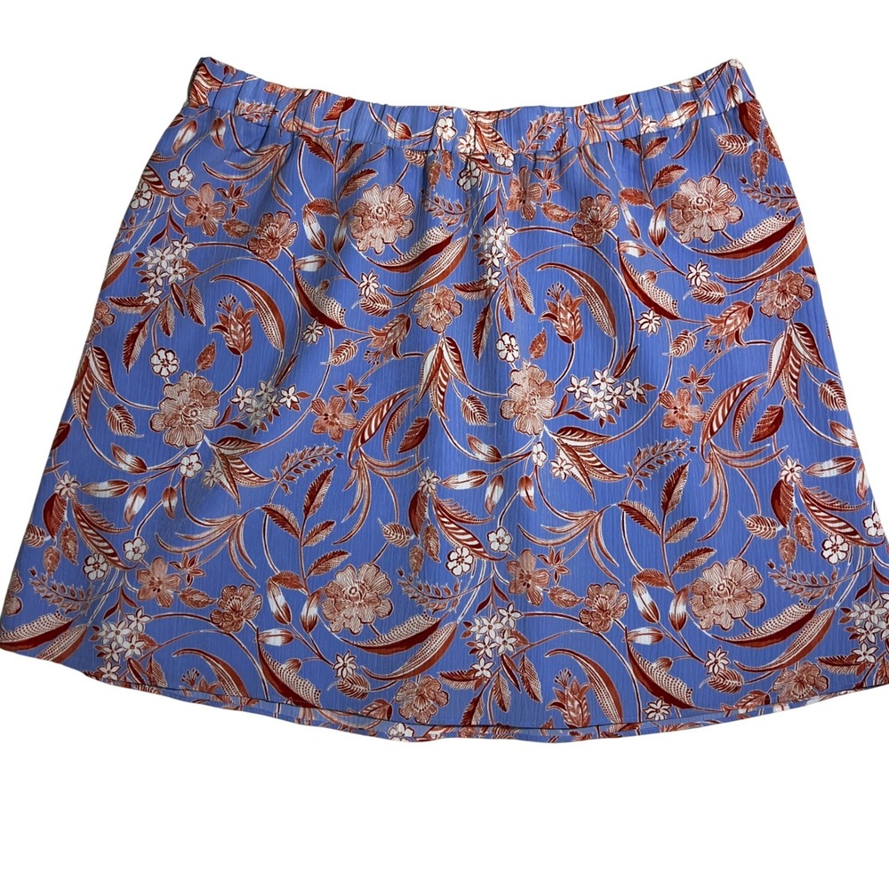 New LOFT Outlet ALine Skirt Women's Size 16 Blue Floral Print Elastic Waist
